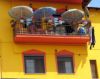 balcon et parasols au sud de Thassos